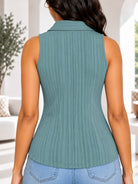 Ladies Sleeveless Collar Top -Teal - StylePhase SA