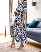 Ladies Square Neck Dress - Big Flowers - StylePhase SA