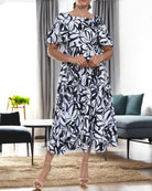 Ladies Square Neck Dress - Big Flowers - StylePhase SA