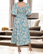 Ladies Square Neck Dress - Cream Mini Flowers - StylePhase SA