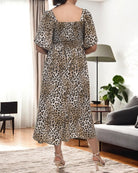 Ladies Square Neck Dress - Leopard Print - StylePhase SA