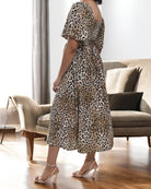 Ladies Square Neck Dress - Leopard Print - StylePhase SA