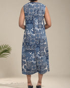 Ladies Steel Blue Crinkle Sleeveless Dress - StylePhase SA