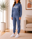 Ladies Steel Blue Fleece Hoody Tracksuit Set - Brooklyn - StylePhase SA