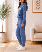 Ladies Steel Blue Fleece Hoody Tracksuit Set - Chicago - StylePhase SA