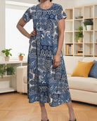 Ladies Steel Blue Short Sleeve Maxi Dress - StylePhase SA