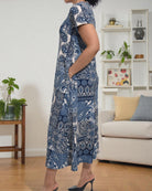 Ladies Steel Blue Short Sleeve Maxi Dress - StylePhase SA