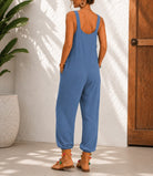 Ladies Stone Blue Tie Straps Jumpsuit - StylePhase SA