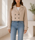 Ladies Stone Lined Cropped Trench Coat - StylePhase SA
