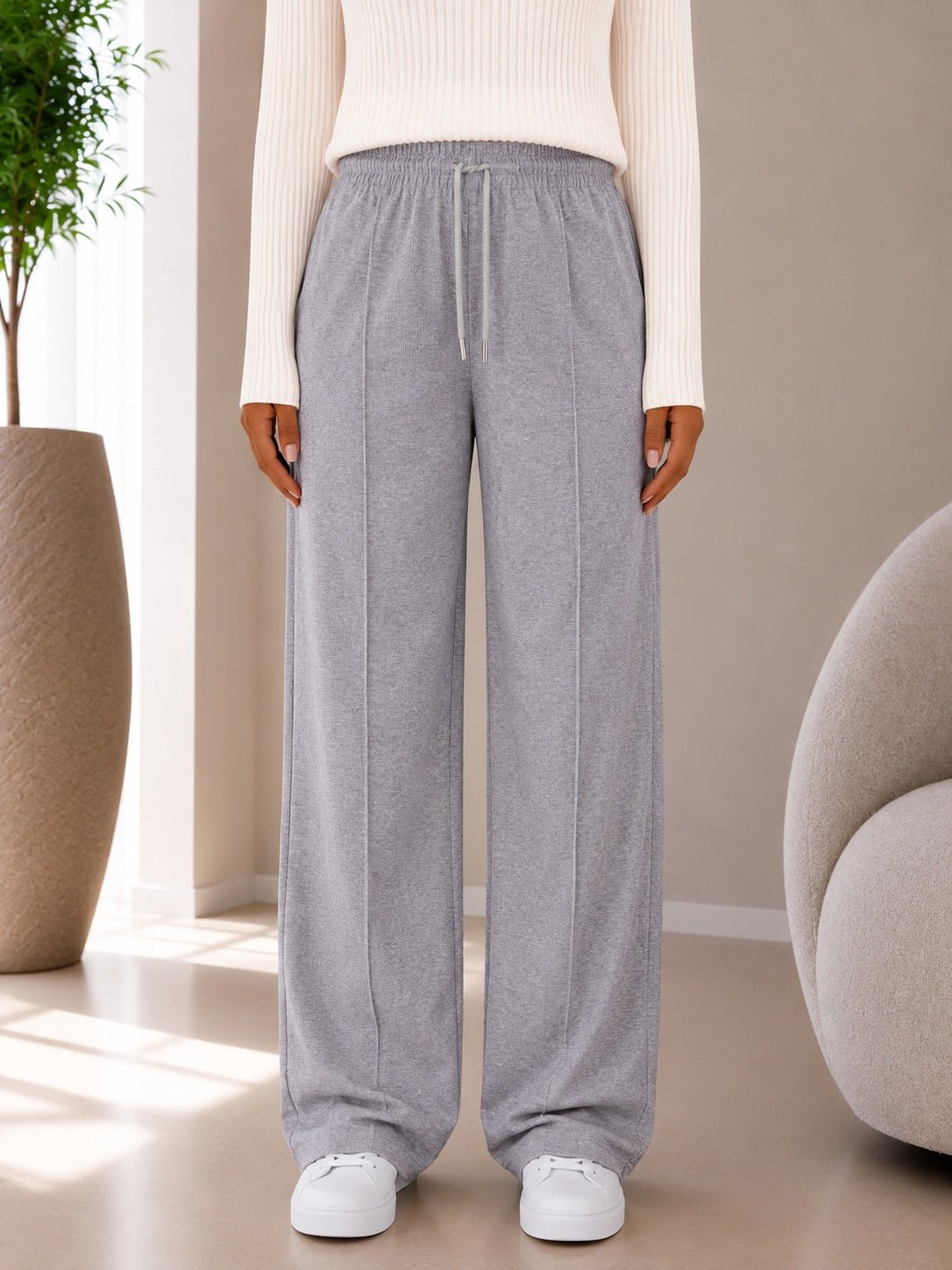 Ladies Stone Wide Leg Drawstring Sweatpants - StylePhase SA