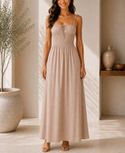 Ladies Strappy Beige Maxi Dress - StylePhase SA