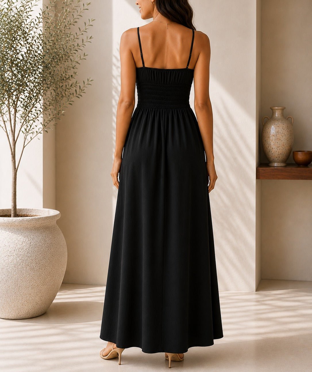 Ladies Strappy Black Maxi Dress - StylePhase SA