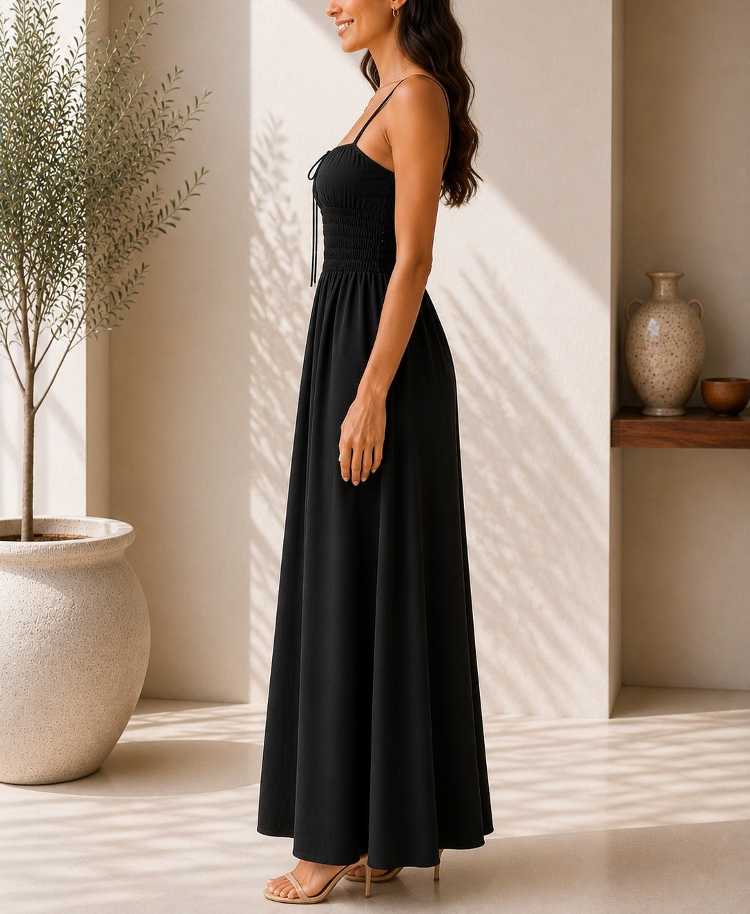Ladies Strappy Black Maxi Dress - StylePhase SA