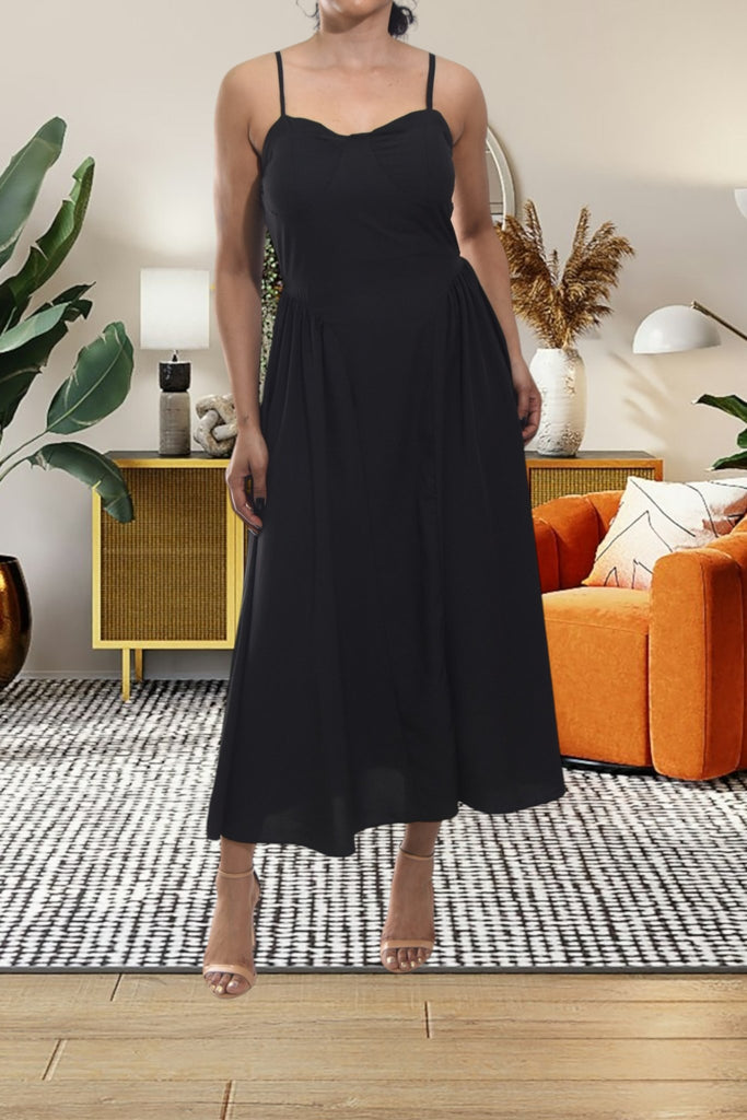 Ladies Strappy Black Panel Dress - StylePhase SA