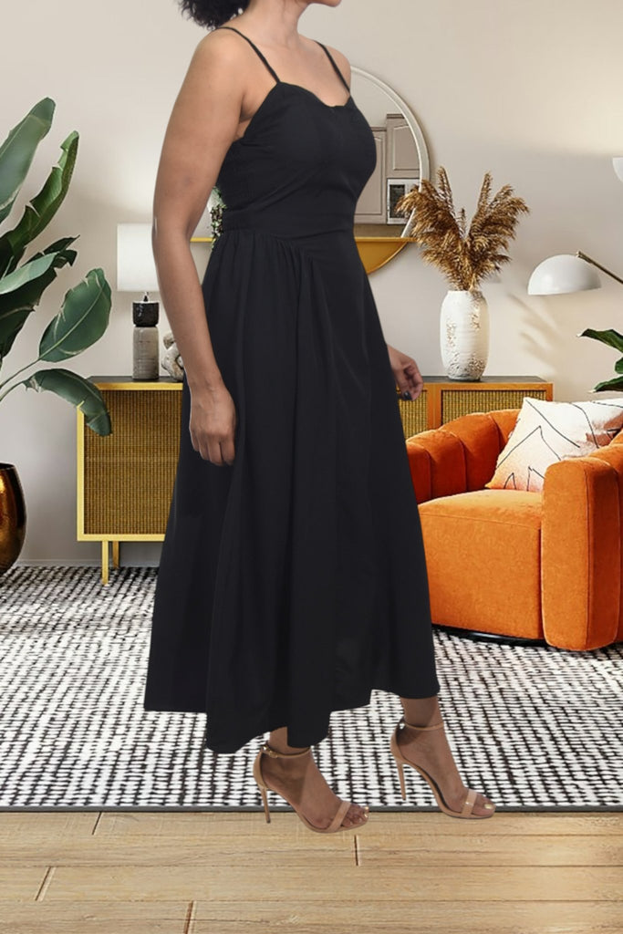 Ladies Strappy Black Panel Dress - StylePhase SA