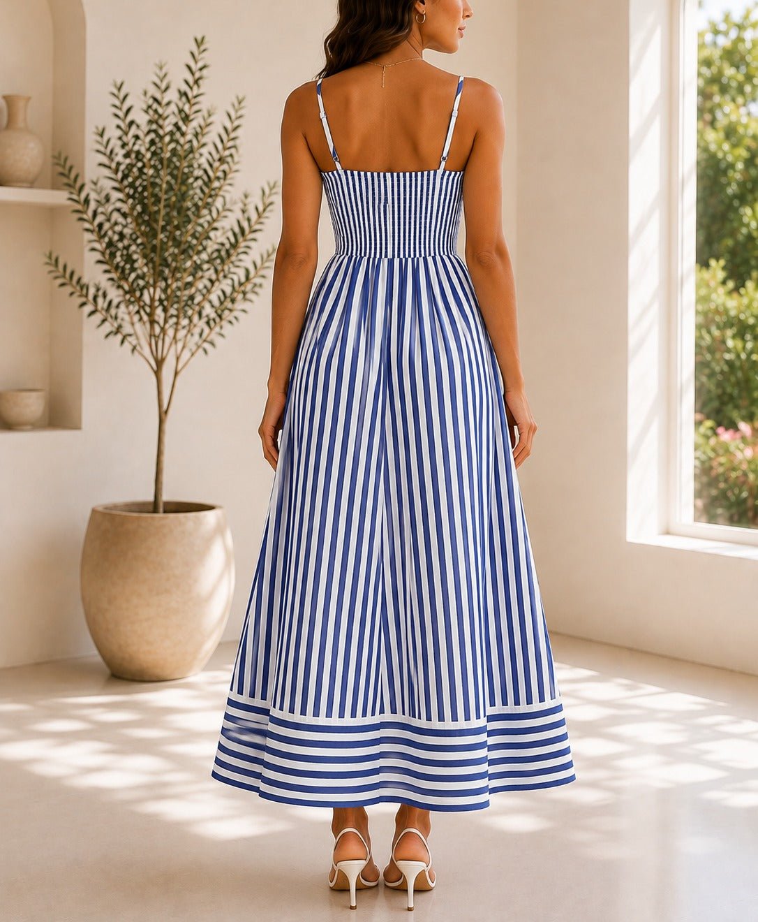 Ladies Strappy Blue Stripe Dress - StylePhase SA