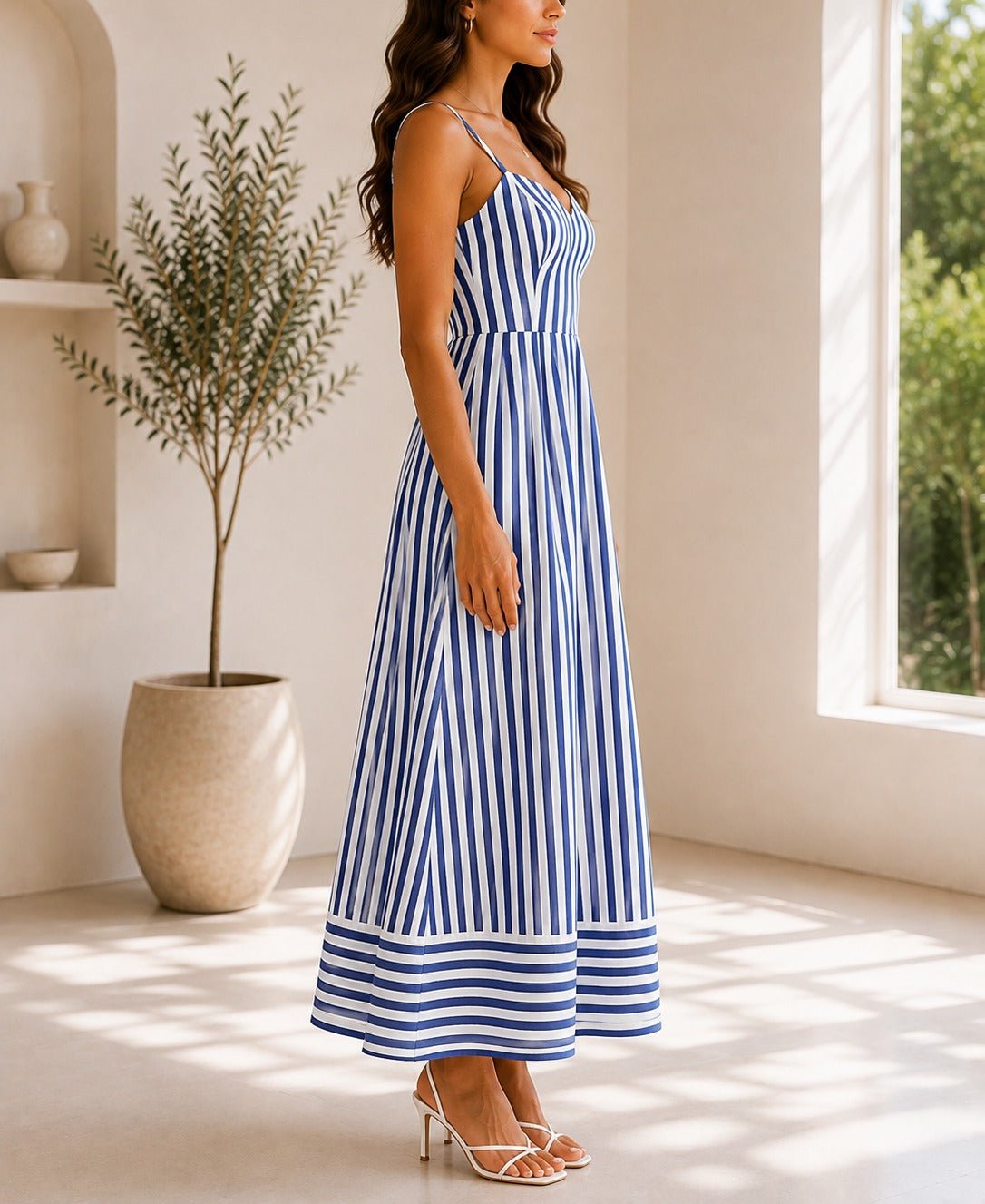 Ladies Strappy Blue Stripe Dress - StylePhase SA