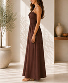 Ladies Strappy Brown Maxi Dress - StylePhase SA