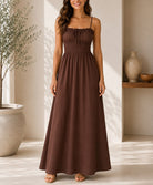 Ladies Strappy Brown Maxi Dress - StylePhase SA
