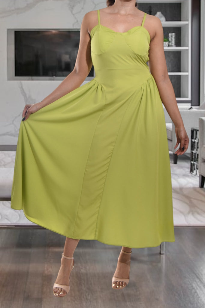 Ladies Strappy Lime Panel Dress - StylePhase SA