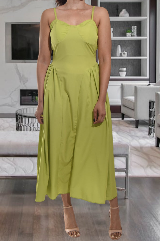 Ladies Strappy Lime Panel Dress - StylePhase SA