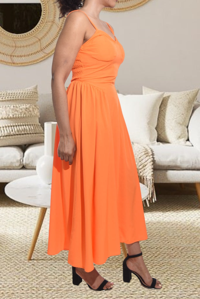 Ladies Strappy Orange Panel Dress - StylePhase SA