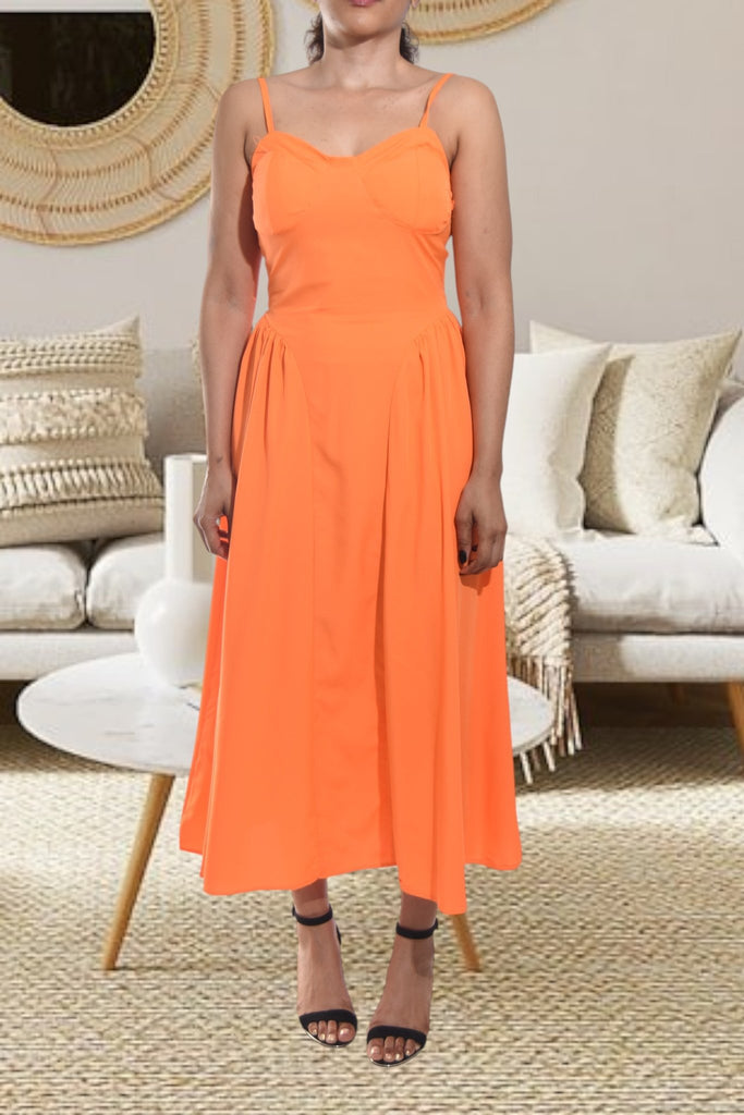 Ladies Strappy Orange Panel Dress - StylePhase SA