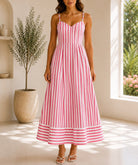 Ladies Strappy Pink Stripe Dress - StylePhase SA