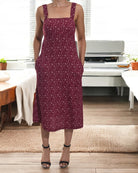 Ladies Strappy Pocket Dress - Maroon Floral - StylePhase SA