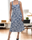 Ladies Strappy Pocket Dress - Navy Pattern - StylePhase SA