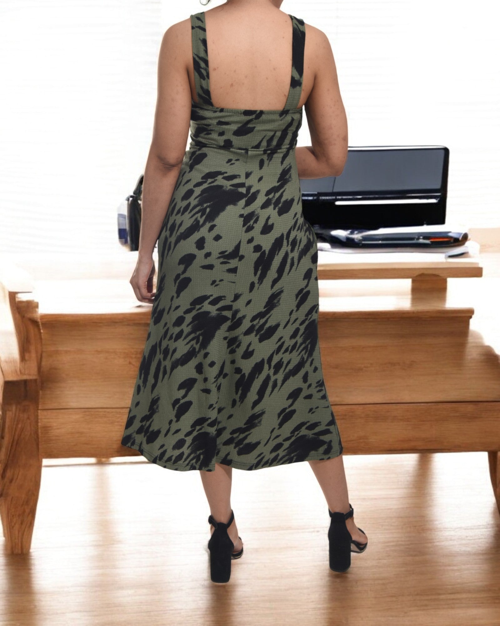Ladies Strappy Pocket Dress - Olive - StylePhase SA
