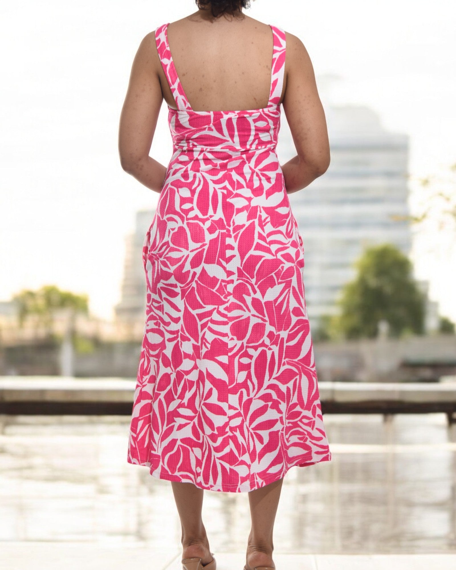 Ladies Strappy Pocket Dress - Pink Printed - StylePhase SA