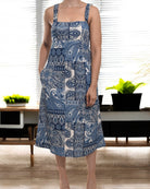 Ladies Strappy Pocket Dress - Steel Blue Pattern - StylePhase SA
