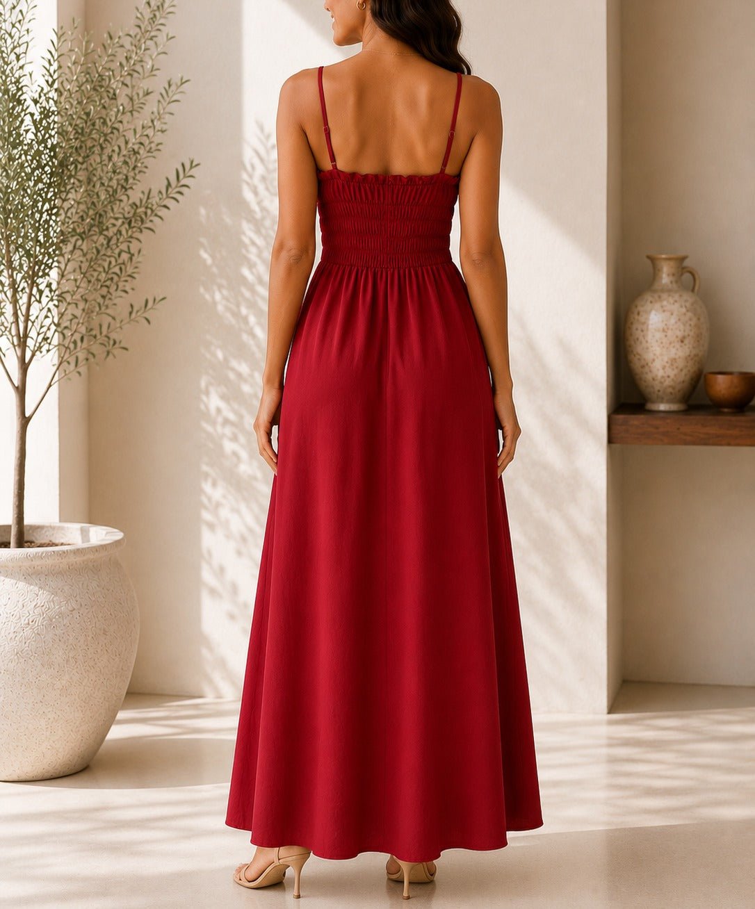 Ladies Strappy Red Maxi Dress - StylePhase SA