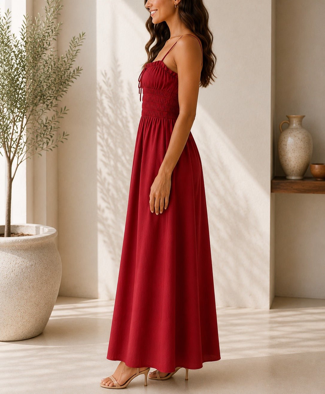 Ladies Strappy Red Maxi Dress - StylePhase SA