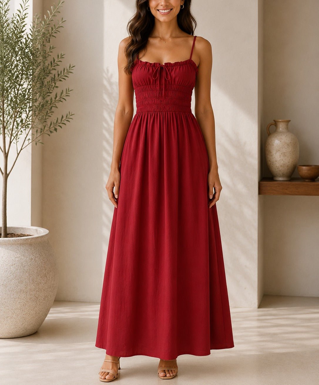 Ladies Strappy Red Maxi Dress - StylePhase SA