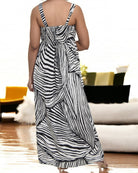 Ladies Strappy Ruche Dress - Black Pattern - StylePhase SA