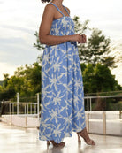 Ladies Strappy Ruche Dress - Blue - StylePhase SA