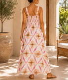 Ladies Strappy Ruche Dress-Diamond Print - StylePhase SA