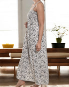Ladies Strappy Ruche Dress - Grey and Black Floral - StylePhase SA