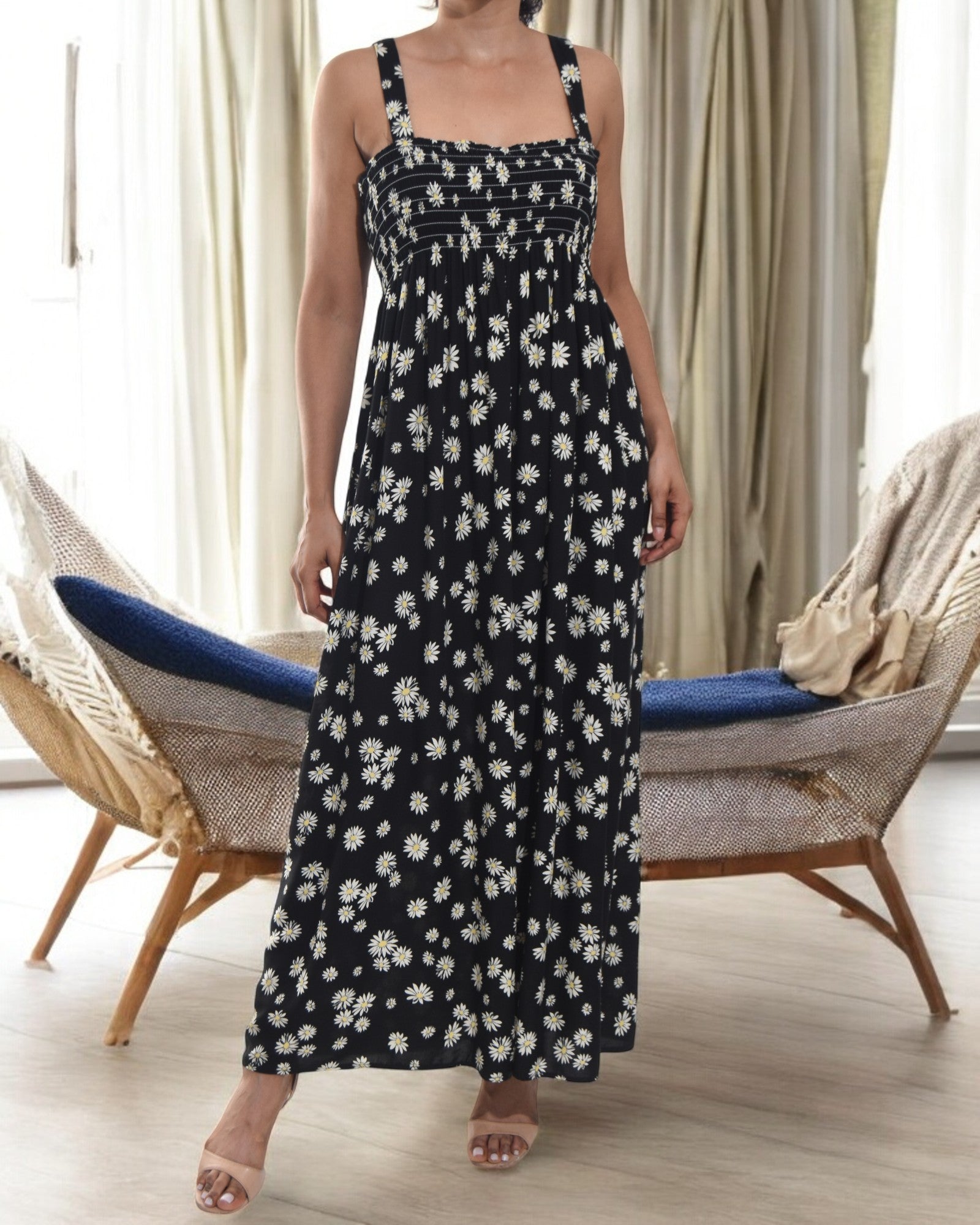 Ladies Strappy Ruche Dress - Mini Daisy - StylePhase SA