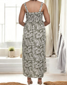 Ladies Strappy Ruche Dress - Olive Floral - StylePhase SA