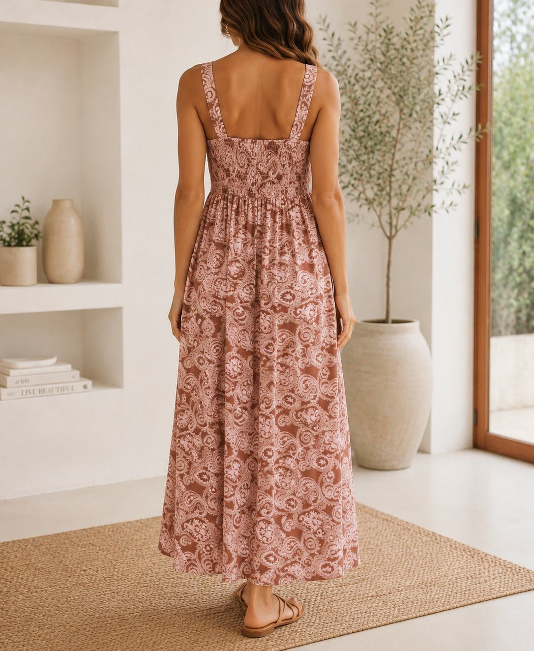 Ladies Strappy Ruche Dress-Pink Floral - StylePhase SA