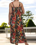 Ladies Strappy Ruche Dress - Red Floral - StylePhase SA