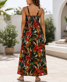 Ladies Strappy Ruche Dress-Red Floral - StylePhase SA