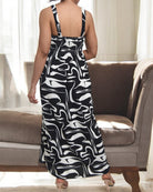 Ladies Strappy Ruche Dress - Swirl Print - StylePhase SA