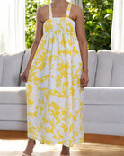 Ladies Strappy Ruche Dress - Yellow And White Floral - StylePhase SA