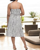Ladies Strappy Tie Front Dress - Black Mini Flowers - StylePhase SA