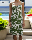 Ladies Strappy Tie Front Dress - Olive Pattern - StylePhase SA