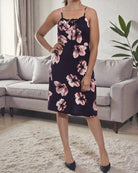 Ladies Strappy Tie Front Dress - Purple Floral - StylePhase SA